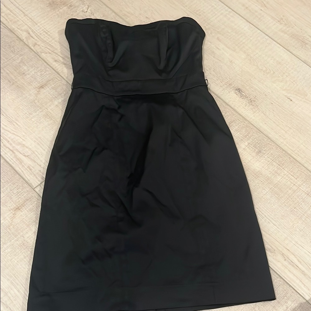 H&M Black Strapless Pleated Cocktail Dress